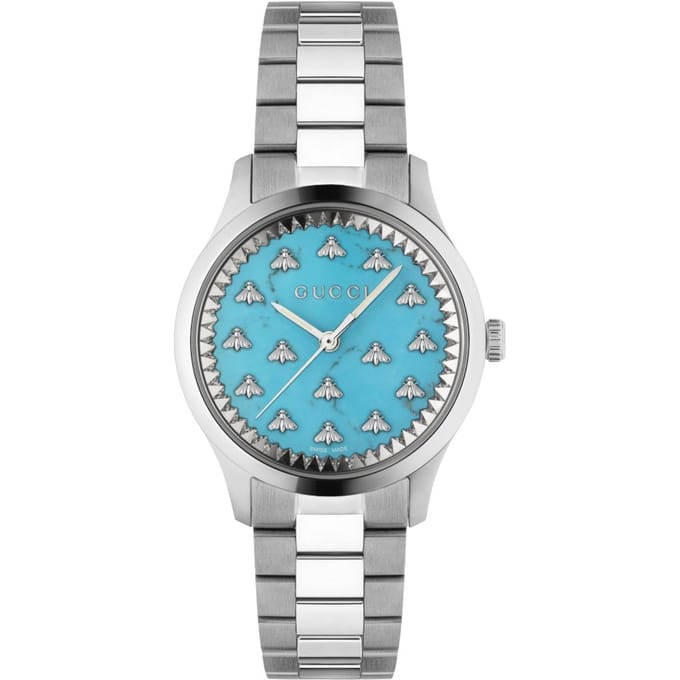 Gucci YA1265044 G-Timeless Unisex horloge met turquoise wijzerplaat