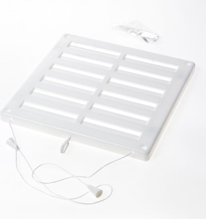 Weckx Schuifrooster met trekkoord kunststof wit afsluitbaar20 x 20cm 704 (Prijs per stuk)