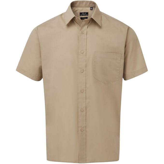 Premier Herenshirt met korte mouwen Popeline (Khaki)