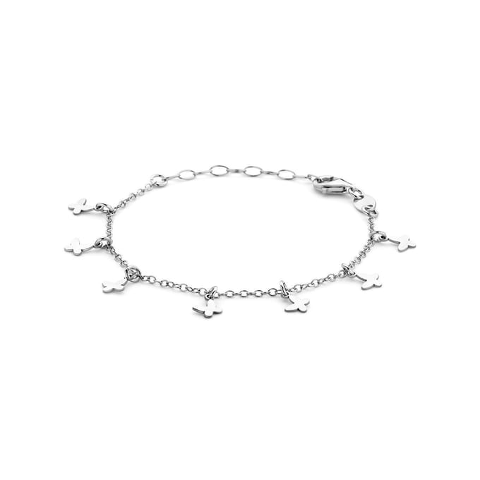 Zilver Gerhodineerd Armband Vlinders 13 + 3 Cm 1338762