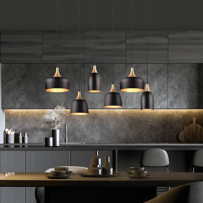 Trio Lighting Hanglamp Chiraz, 6-lamps, zwart/goud