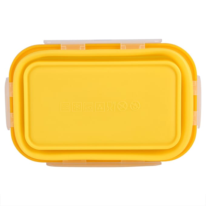 500ml Siliconen Opvouwbare Draagbare Lunchbox Kom Opvouwbare Voedselbewaarcontainer Geel geel