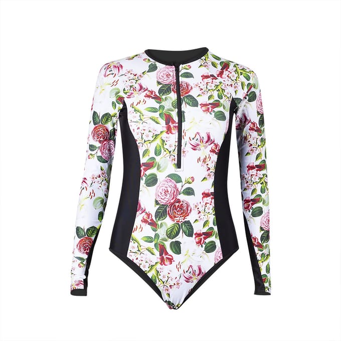Dames lycra swimsuit | M | green flower