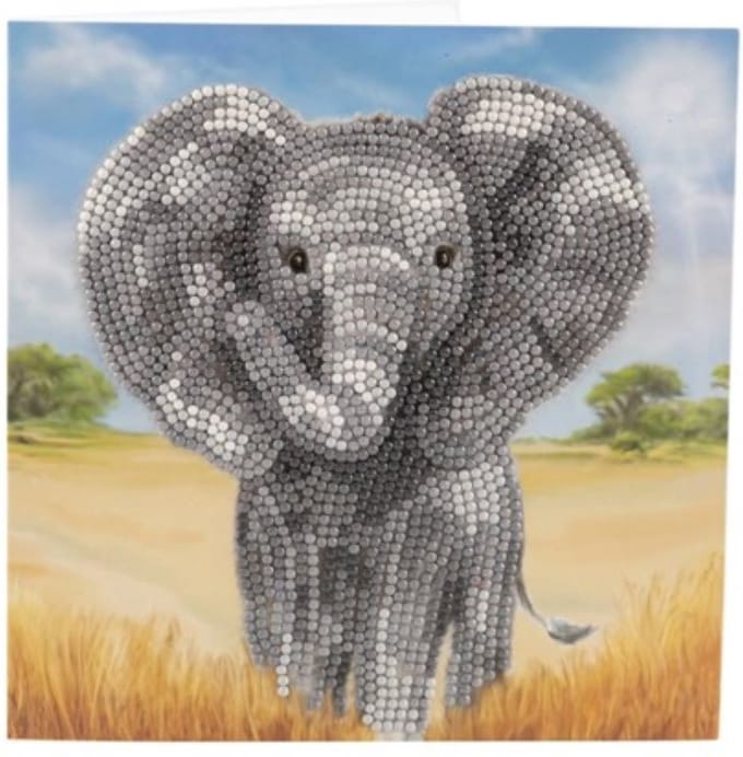 Crystal Card Kit | Diamond painting baby elephant | Martha Bowyer