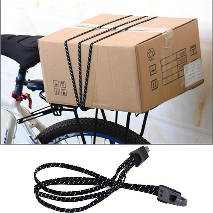 1 Stuk Robuuste Verstelbare Fietsbagageband Elastisch Bungee Koord Met Veilige Haken, Duurzaam En Sterk, Perfect Voor Het Vastzetten Van Uitrusting Op Fietsen zwart