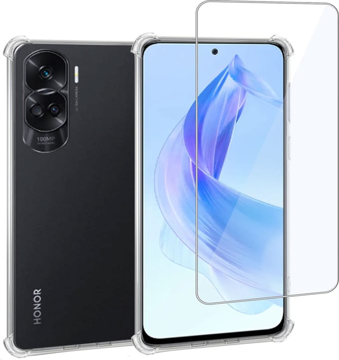 Geschikt voor Honor 90 Lite - Hoesje + Screenprotector – Gehard Glas Cover + Shock Proof Case - Transparant