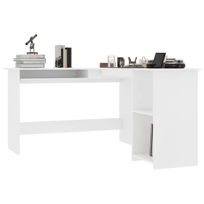 vidaXL - Hoekbureau - L-vormig - 120x140x75 - cm - bewerkt - hout - wit