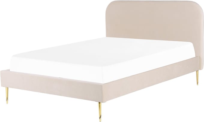 FLAYAT - Tweepersoonsbed - Lichtbeige - 140 x 200 cm - Fluweel