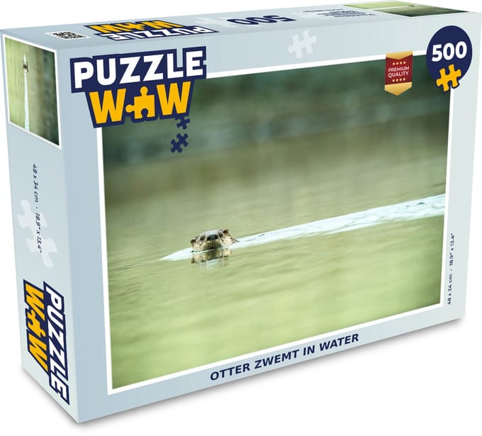 Puzzel Otter zwemt in water - Legpuzzel - Puzzel 500 stukjes