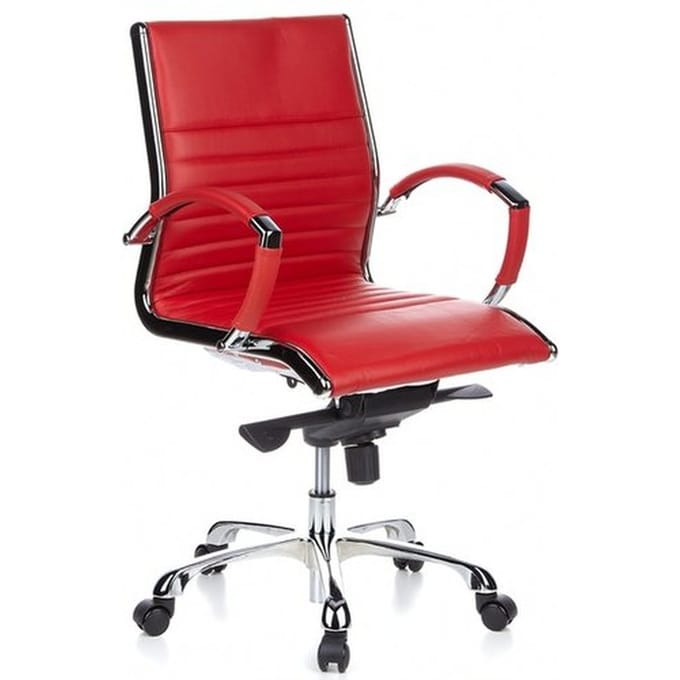 hjh office Parma 10 - Bureaustoel - Leder - Rood / chroom
