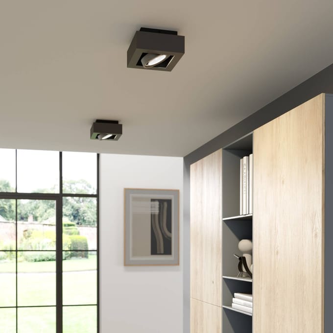 Arcchio - plafondlamp - 1licht - Aluminium, metaal - H: 9 cm - GU10 - donkergrijs