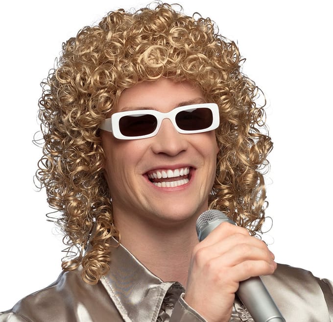 Boland - Pruik Singer Blond - Krullen - Halflang - Mannen - - Zanger