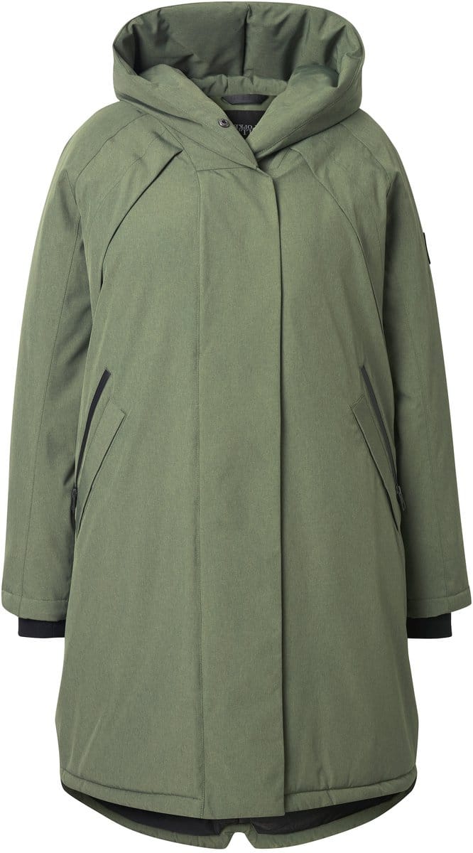 Ulla Popken - Dames - HYPRAR functionele mantel waterdicht capuchon - Rietgroen - Maat 58+