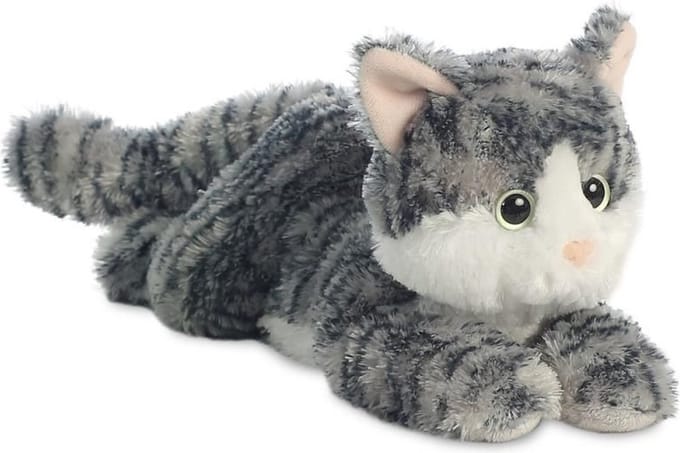 Aurora Pluche kat/poes - grijs - 30 cm - Knuffeldieren katten - speelgoed