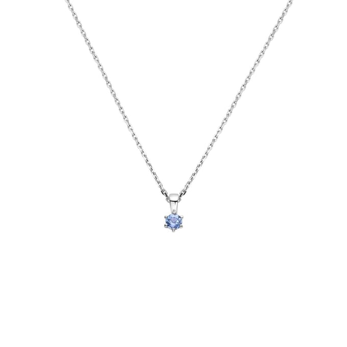 Collier Met Geboortesteen 41 + 4 Cm Zilver Gerhodineerd