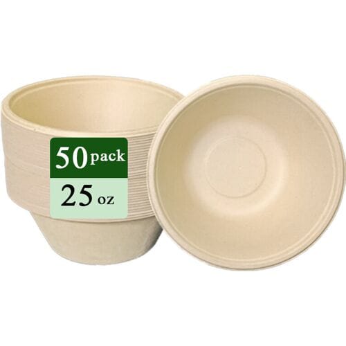 Rui bamboo Ruibamboo wegwerp bamboevezel kom 25oz 50 stuks