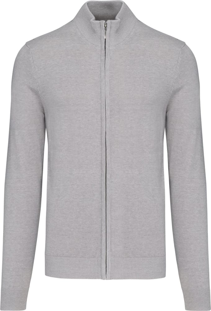 Kariban Heren cardigan met rits K961 - Grey Melange - M