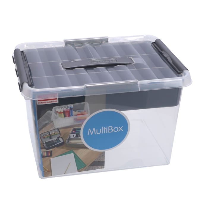Sunware - Q-line opbergbox met inzet 22L transparant metaal