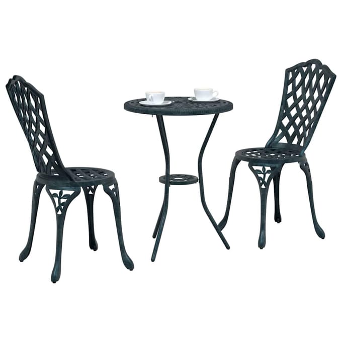 vidaXL - Tuin - Bistro - Set - 3 - st - Groen - Aluminium