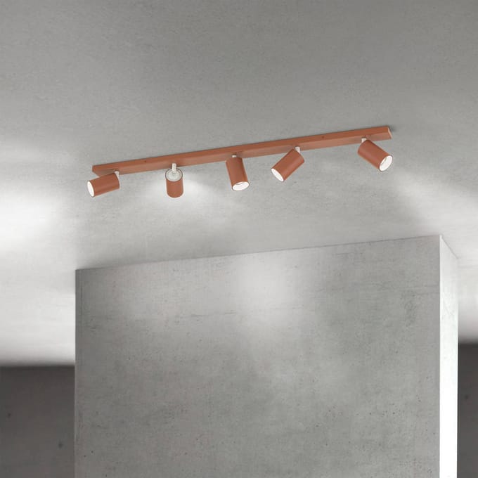 ORION Plafondspot Sean, koraalrood, 5-lamps, aluminium, GU10