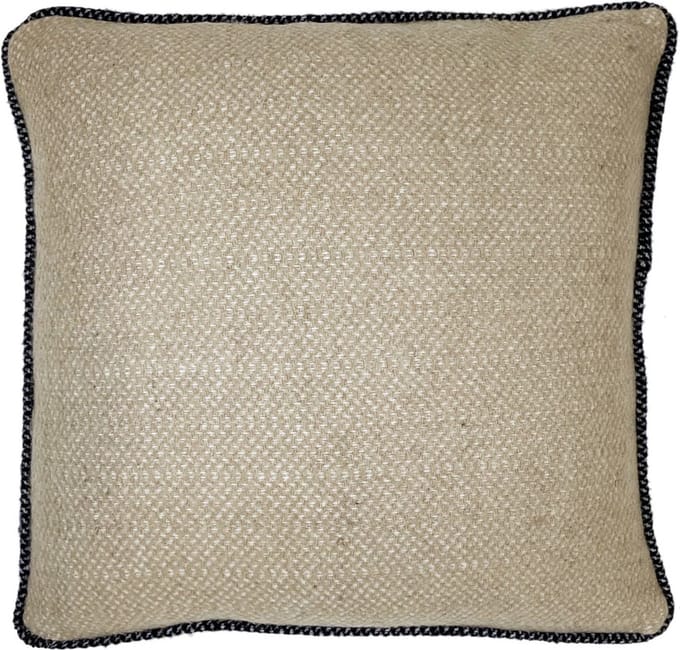 Beige structure recycled wool square cushion