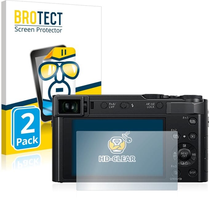 BROTECT - Screenprotector voor Panasonic Lumix DC-TZ202 / TZ202D - Folie Beschermfolie transparant 2 Stuks