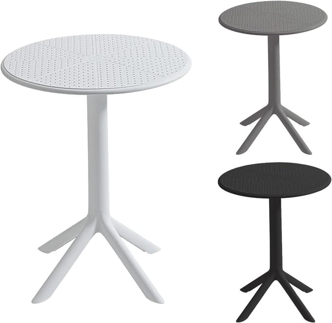 Tuin Tafel - Buitenmeubel Rond - Genieten Buiten - Weerbestendig Plastic - Diameter 60cm - Wit