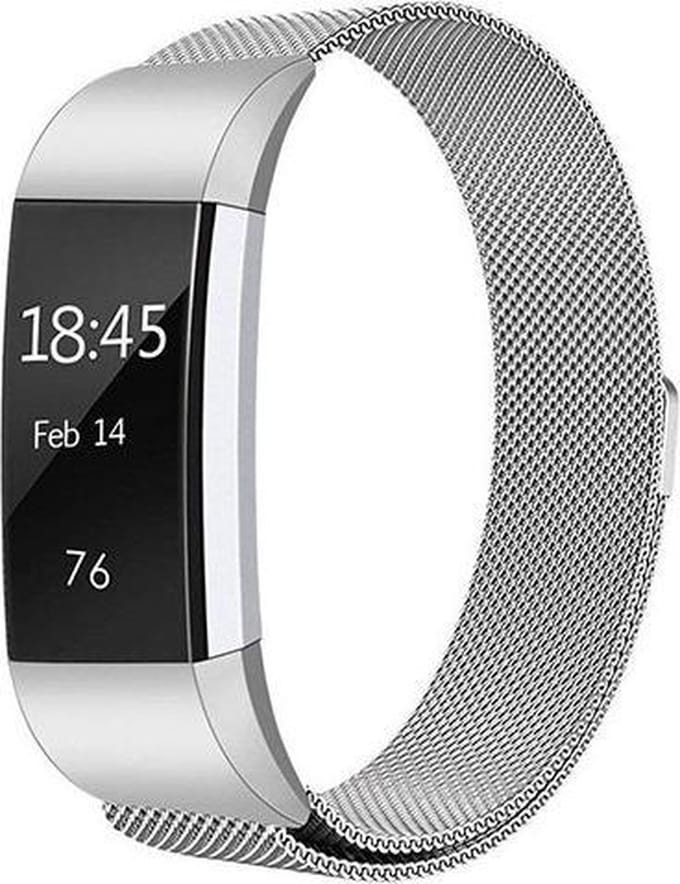 KELERINO. Milanees bandje geschikt voor Fitbit Charge 2 Zilver - Small