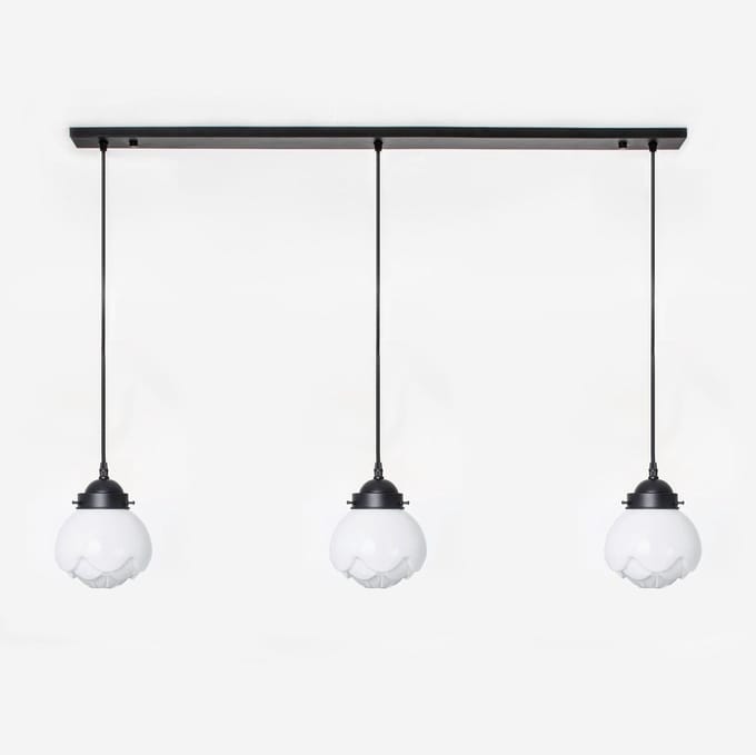 3 x Paeonia lampen aan plafondbalk Moonlight - Art Deco Trade