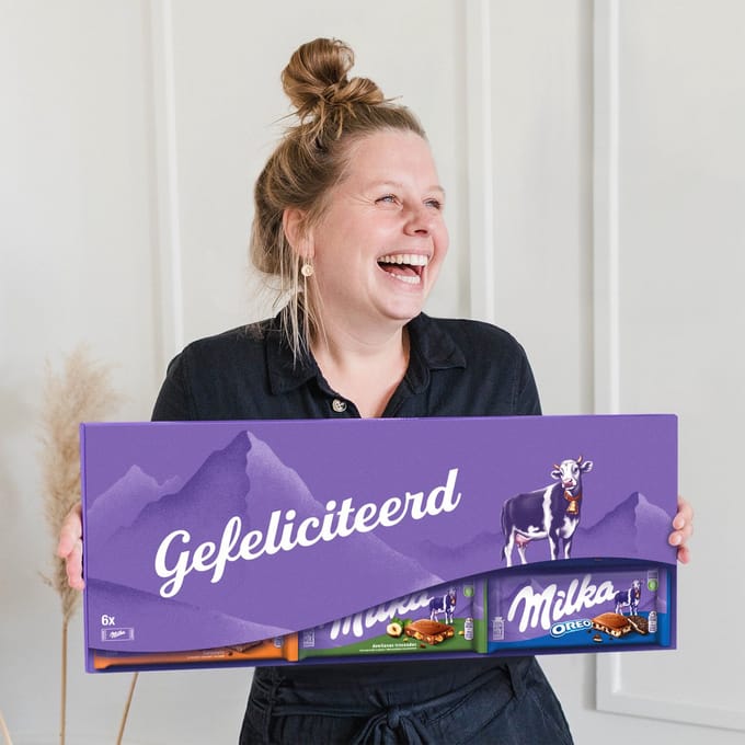 Mega Milka met tekst "Gefeliciteerd" - 600 gram - Chocoladereep - Chocolade