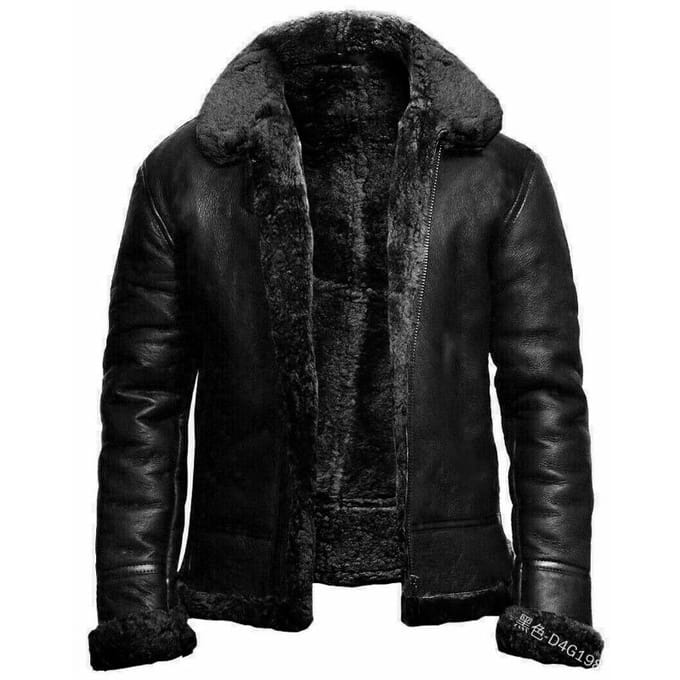 Heren Tops Bont Geïntegreerde Verdikte Bontjas Imitatieleer Jas 3XL black