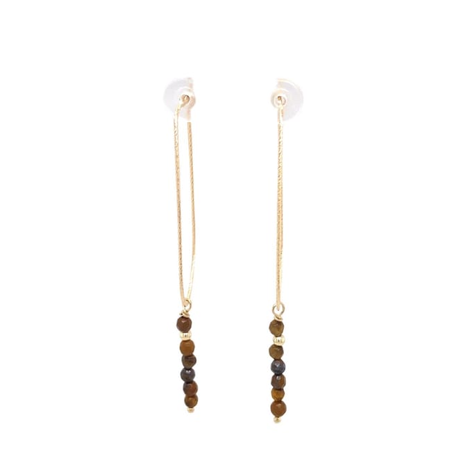 Pat's Jewels Oorbellen Dames - Oorkettingen - Tijgeroog - Bruin