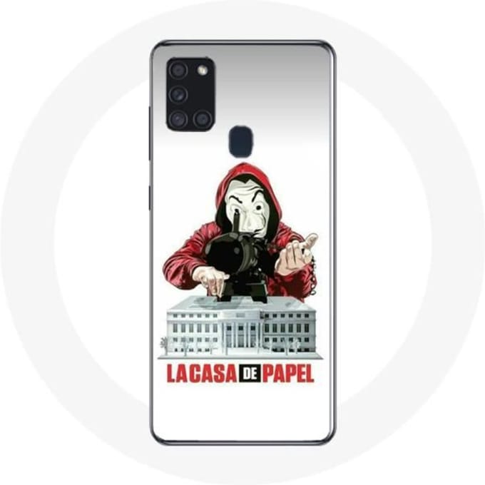 Coque - La Casa de Papel - Galaxy A21S - Masque logo - Souple - Protection chocs blanc