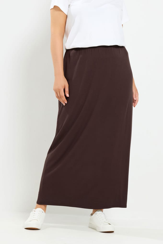 Yours Chocoladebruine Maxi Kokerrok Size 42