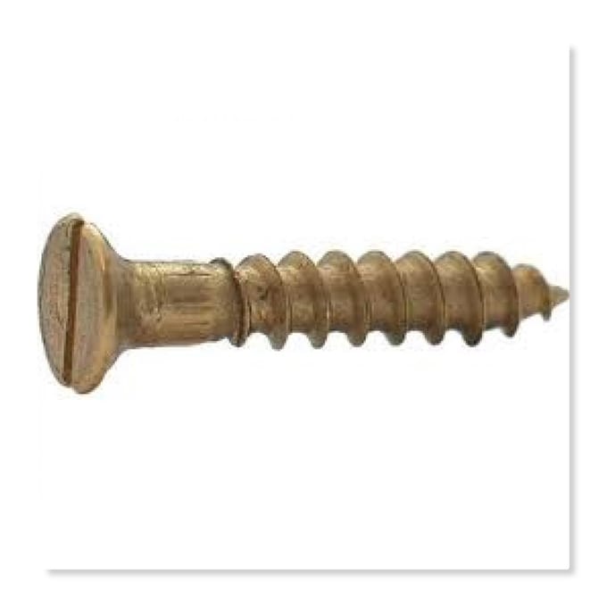 Houtschroef. 2.5 x 16 mm. Lang. Messing. Platkop. 20 stuks Koper Hout schroeven. Deltafix.
