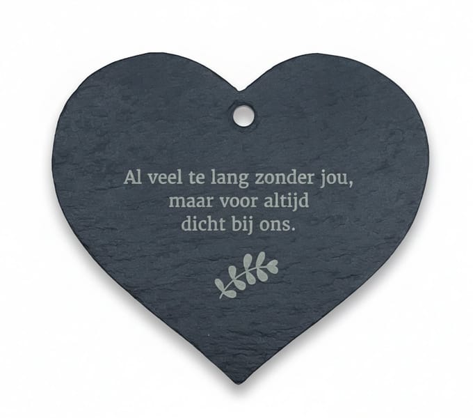 Hart - Ornament van Leisteen – Gepersonaliseerd Cadeau met Tekst – Lasergravure Decoratie
