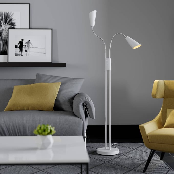 Lucande - vloerlamp - 2lichts - Metaal - H: 124 cm - GU10 - wit, goud