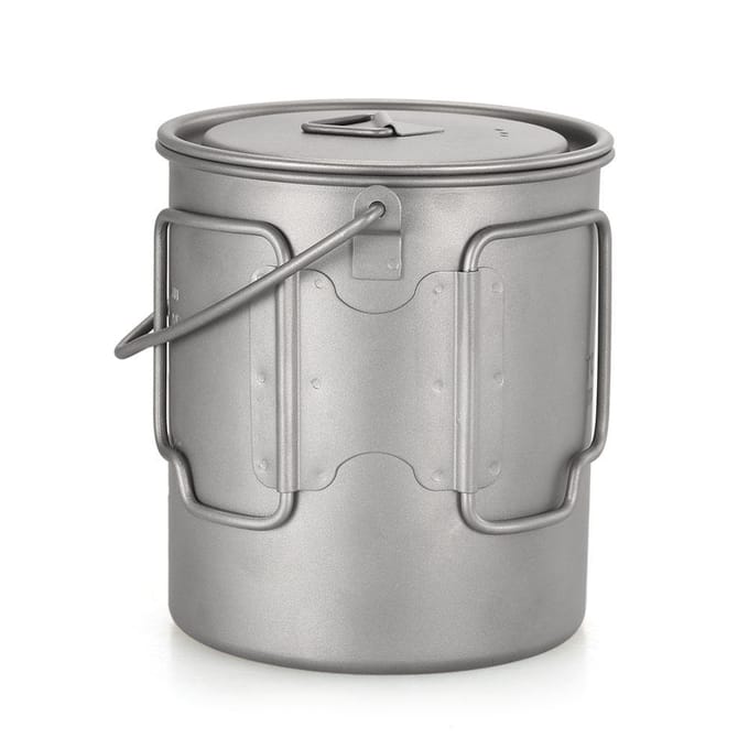 TOMSHOO Ultralichte 750ml Titanium Pot Draagbare Titanium Waterbeker Beker met Deksel en Camping Koken white