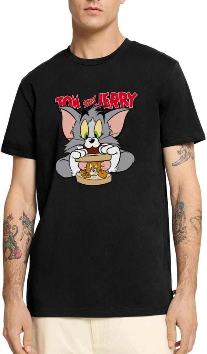 Tom En Jerry Sandwich Muis Broodje Premium T Shirt Heren
