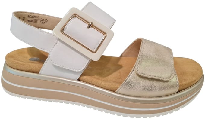 Remonte Witte Leren Dames Sandalen - Wit - 38