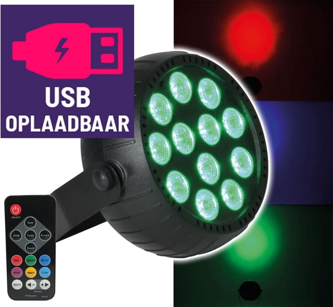 Qtx USB Oplaadbare 18W mini LED par spot