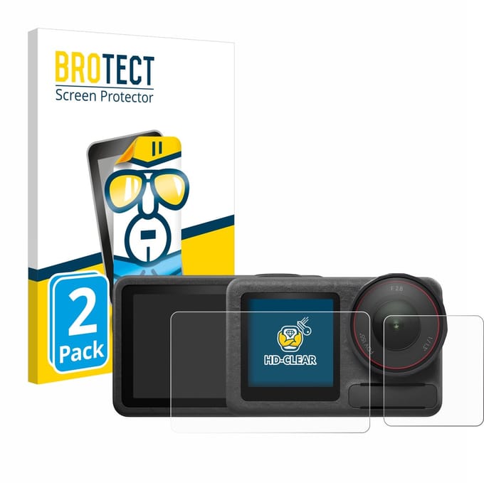 BROTECT - Screenprotector voor DJI Osmo Action 5 Pro (case-friendly) - Folie Beschermfolie transparant 2 Stuks