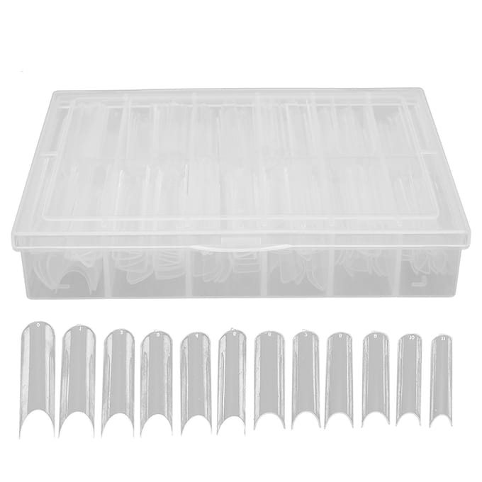 240 stuks Kunstnageltips Extra Lang Transparant Nep Kunstnageltips voor Thuis DIY Salon Transparant white