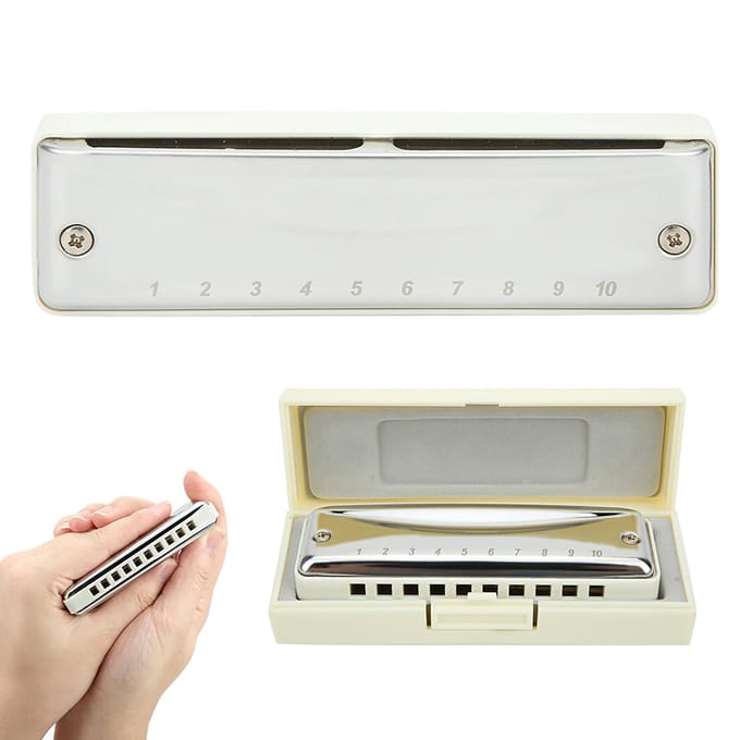 Blues Mondharmonica 10 Gaten Mondorgel G Toets Roestvrij Staal ABS Hars Blaasinstrument Wit wit