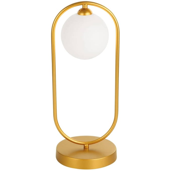 Viokef Tafellamp Fancy met glazen kap, goud