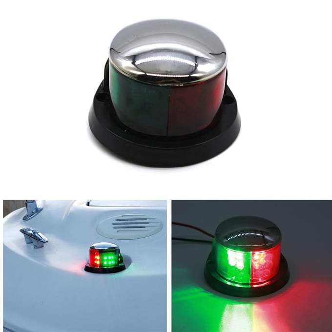 LED-bootnavigatielicht, LED-rood en groen navigatielicht voor boten, LED-boeglicht voor boten zilver