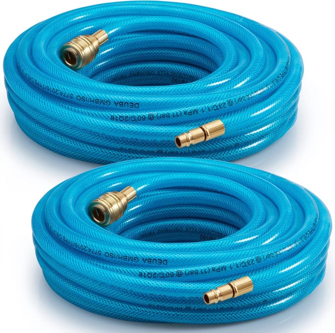 2x Deuba Persluchtslang 10m 15bar – Snelkoppeling 1/4-Aansluiting - Pvc