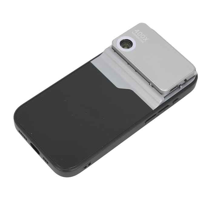 400X Telefoonmicroscoop voor Iphone 15pro Volledig Omhullend 400X Telefoon Mini Zakmicroscoop met LED gray
