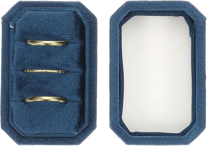 Elegante Velours Ringdoos met 3 Compartimenten, Octagonaal Design voor Sieradenopslag, Verloving en Bruiloft