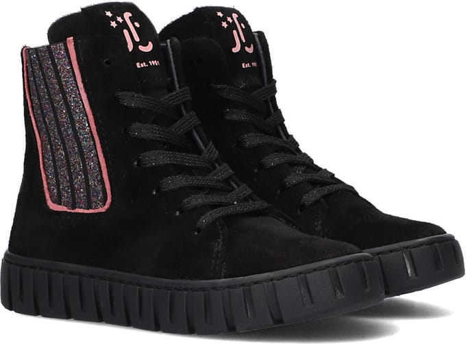 Jochie & Freaks Brune Veterboots - Laarzen Met Veters - Meisjes - Zwart - Maat 24